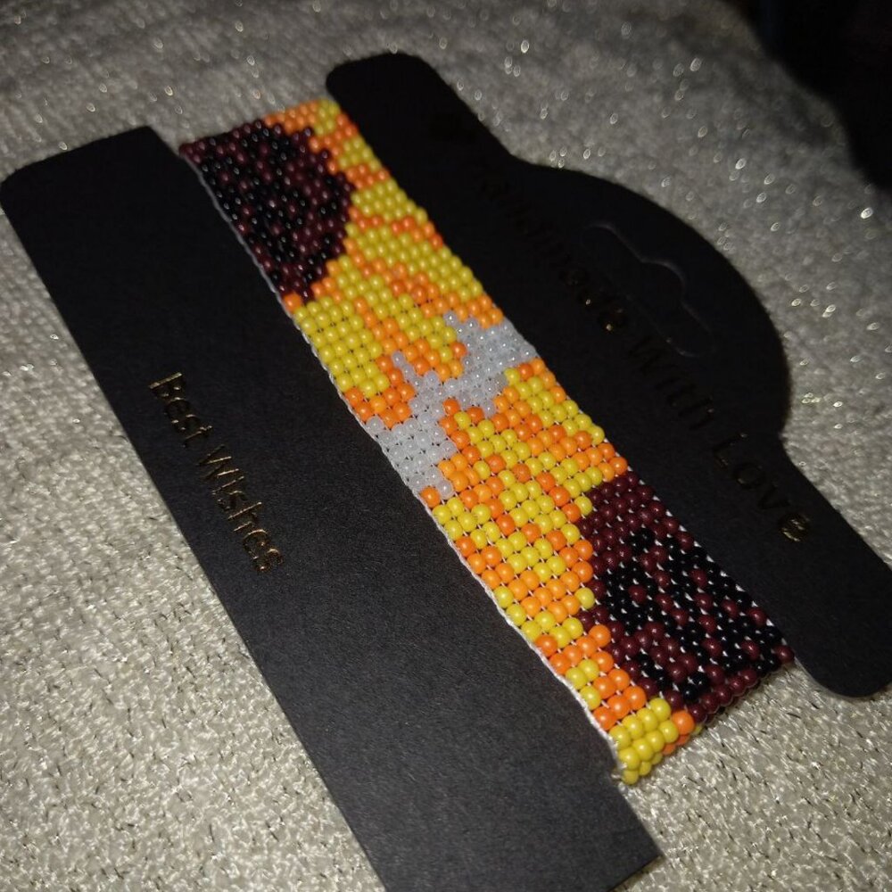 🌻 Statement Sunflower Beaded Cuff 🌻 Handmade • Stainless Steel